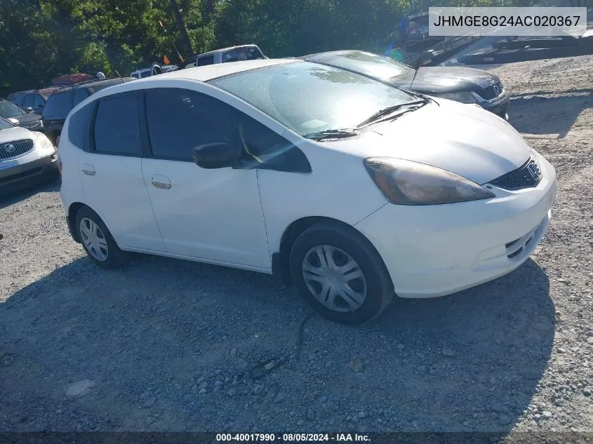 2010 Honda Fit VIN: JHMGE8G24AC020367 Lot: 40017990