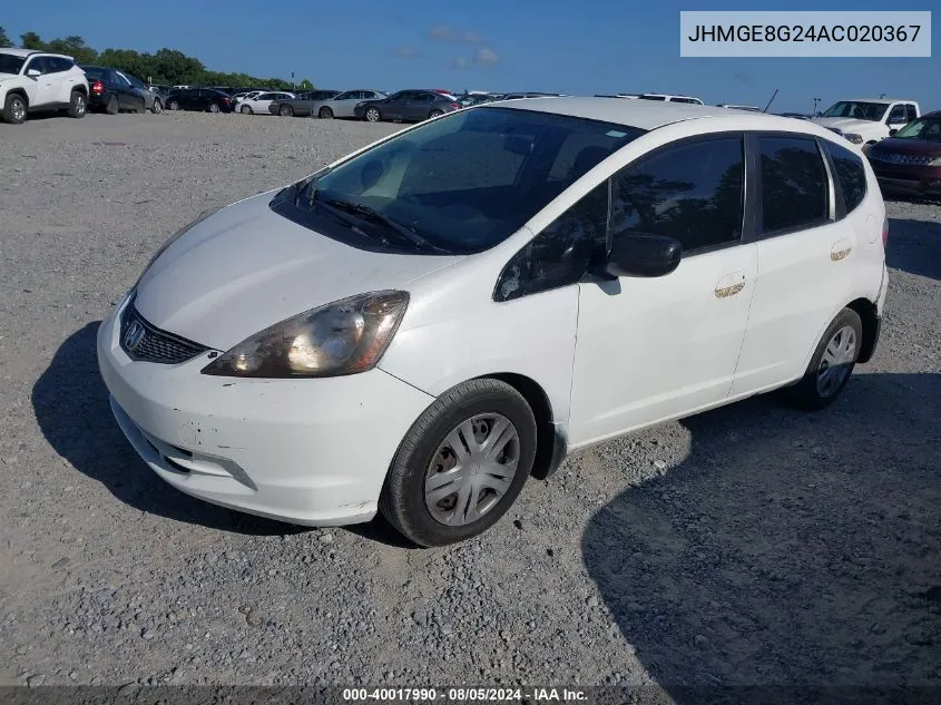 2010 Honda Fit VIN: JHMGE8G24AC020367 Lot: 40017990