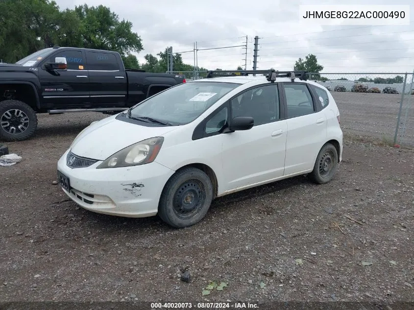 2010 Honda Fit VIN: JHMGE8G22AC000490 Lot: 40020073