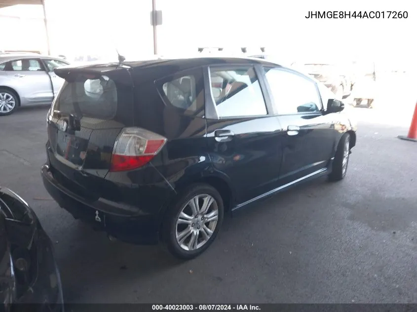 JHMGE8H44AC017260 2010 Honda Fit Sport