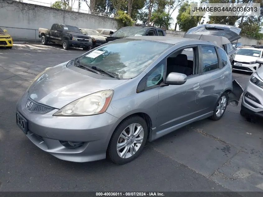 2010 Honda Fit Sport VIN: JHMGE8G44AC036313 Lot: 40036011