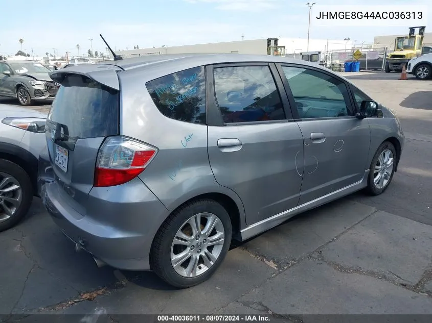 2010 Honda Fit Sport VIN: JHMGE8G44AC036313 Lot: 40036011