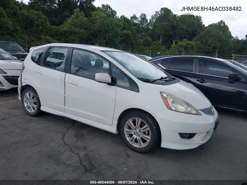 2010 Honda Fit Sport VIN: JHMGE8H46AC038482 Lot: 40044005