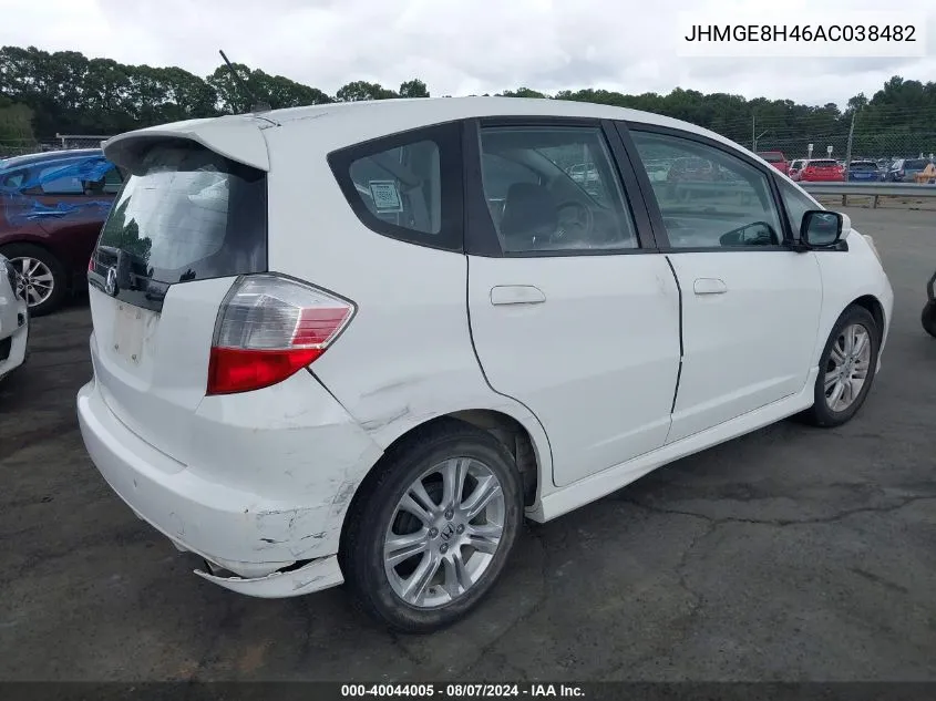 JHMGE8H46AC038482 2010 Honda Fit Sport