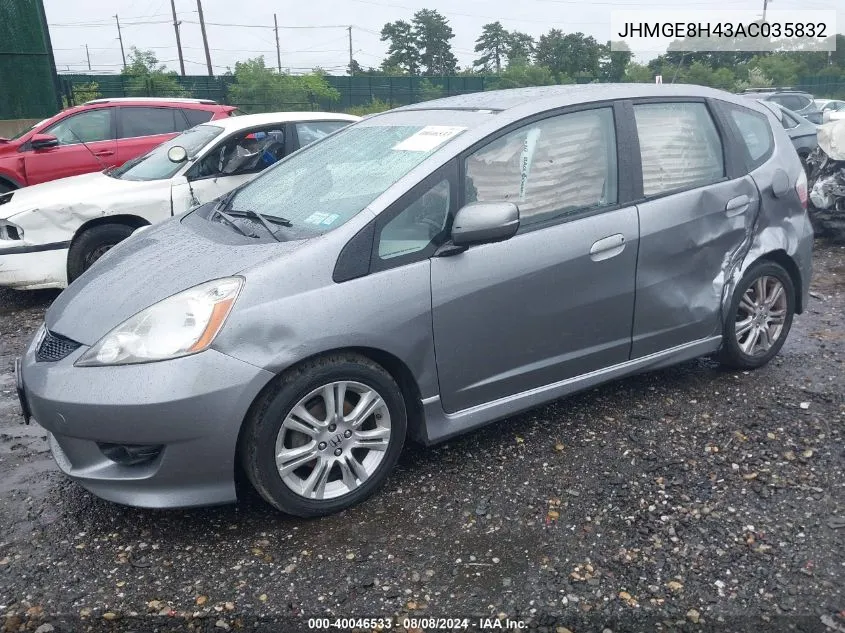 2010 Honda Fit Sport VIN: JHMGE8H43AC035832 Lot: 40046533