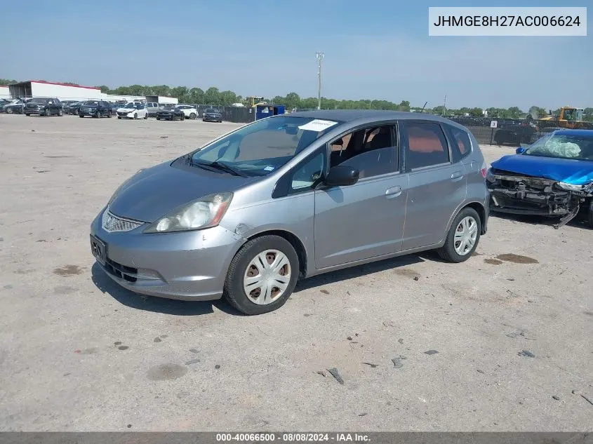 2010 Honda Fit VIN: JHMGE8H27AC006624 Lot: 40066500