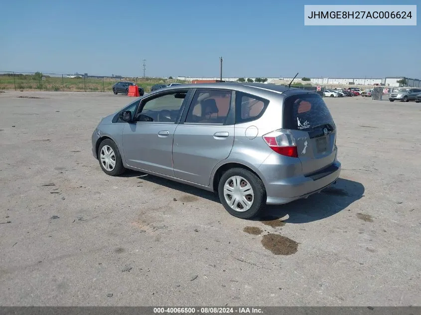 2010 Honda Fit VIN: JHMGE8H27AC006624 Lot: 40066500