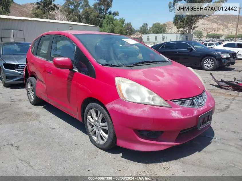 2010 Honda Fit Sport VIN: JHMGE8H47AC012442 Lot: 40067398