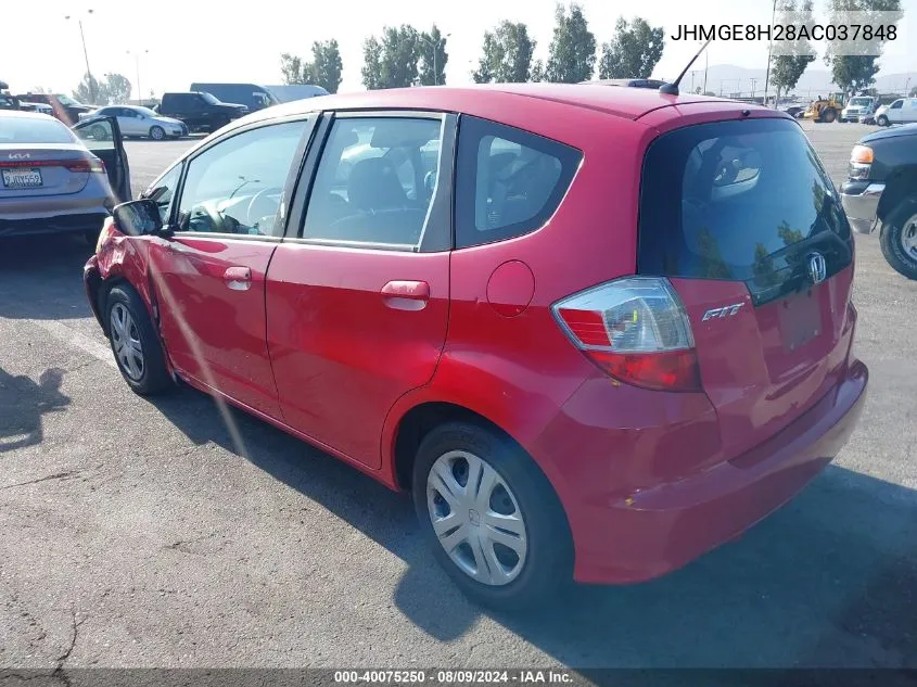 2010 Honda Fit VIN: JHMGE8H28AC037848 Lot: 40075250