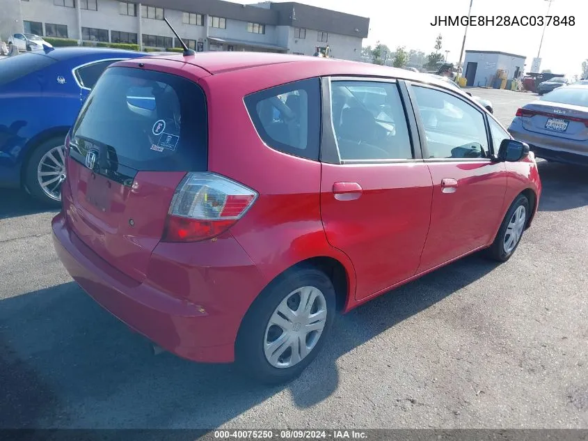 2010 Honda Fit VIN: JHMGE8H28AC037848 Lot: 40075250