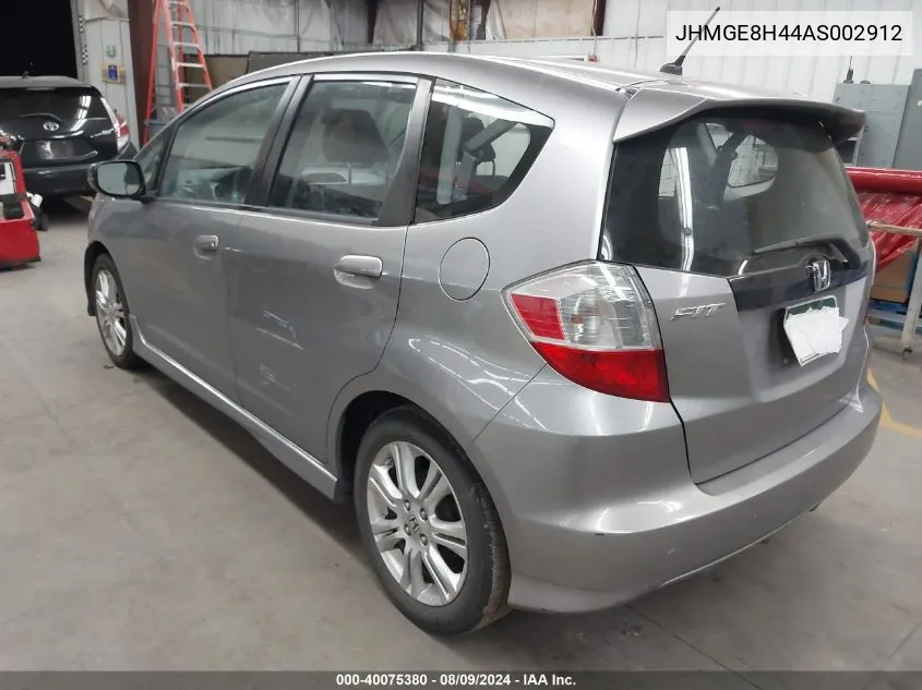 2010 Honda Fit Sport VIN: JHMGE8H44AS002912 Lot: 40075380