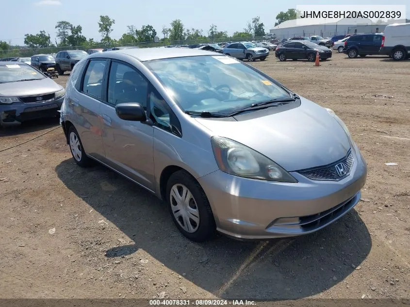 2010 Honda Fit VIN: JHMGE8H20AS002839 Lot: 40078331