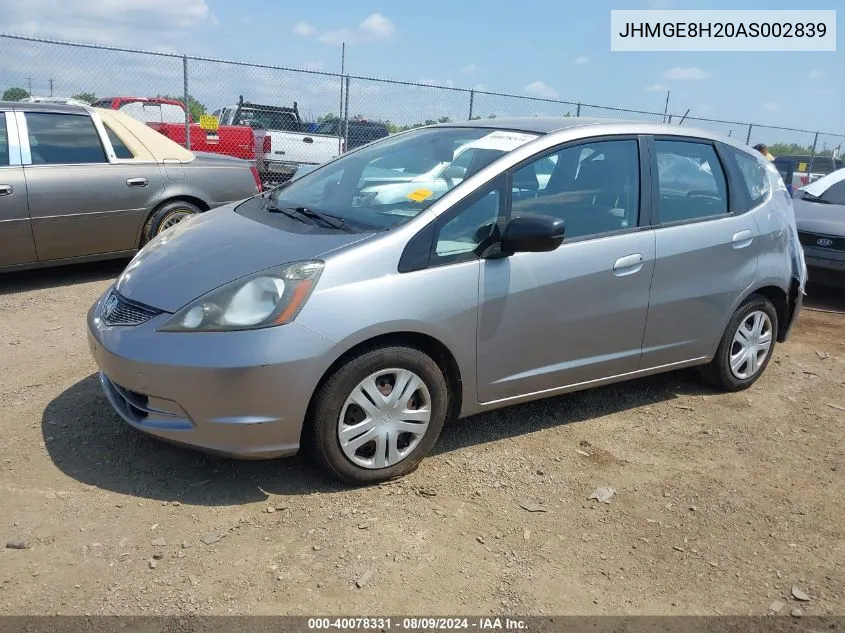 JHMGE8H20AS002839 2010 Honda Fit