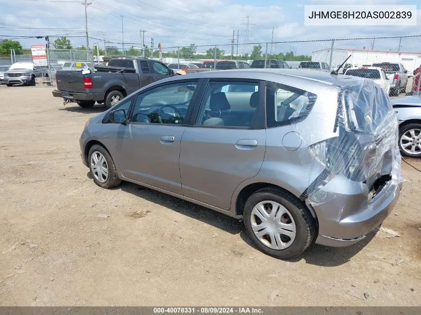 JHMGE8H20AS002839 2010 Honda Fit