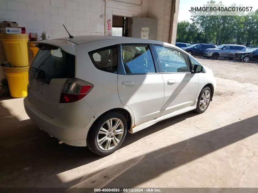 2010 Honda Fit Sport VIN: JHMGE8G40AC016057 Lot: 40084593