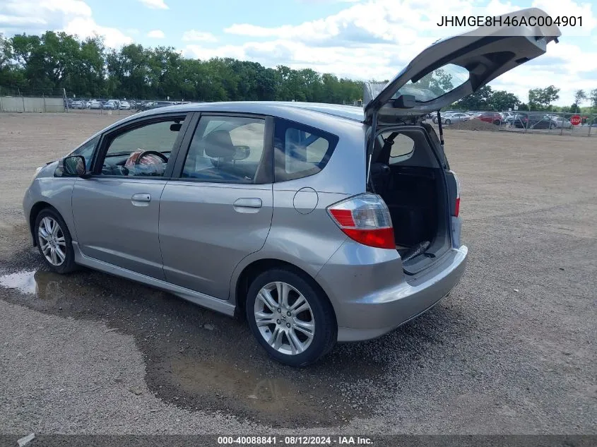 2010 Honda Fit Sport VIN: JHMGE8H46AC004901 Lot: 40088841