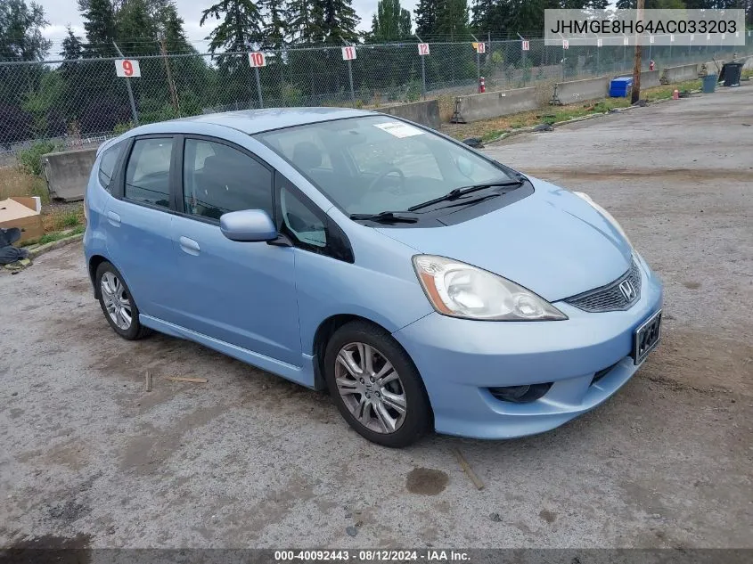 JHMGE8H64AC033203 2010 Honda Fit Sport