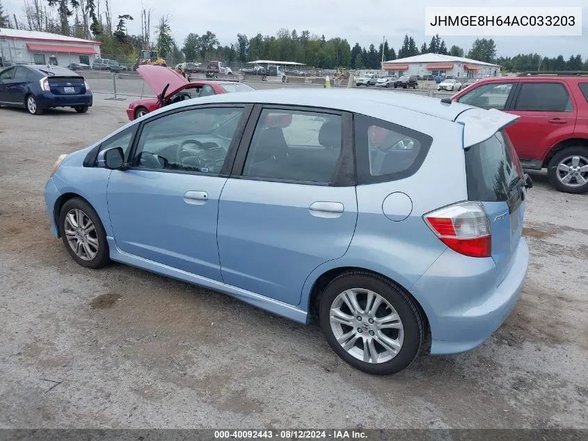 JHMGE8H64AC033203 2010 Honda Fit Sport