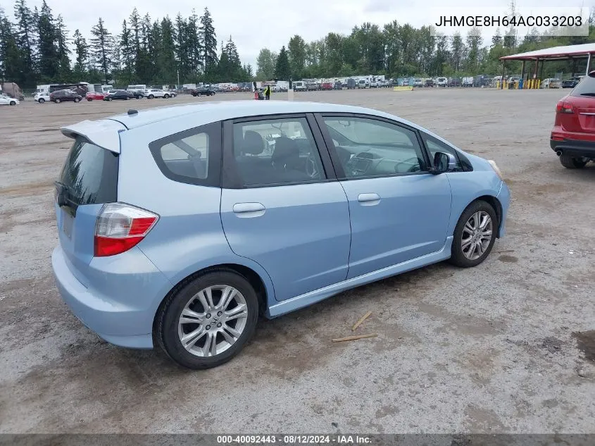 2010 Honda Fit Sport VIN: JHMGE8H64AC033203 Lot: 40092443