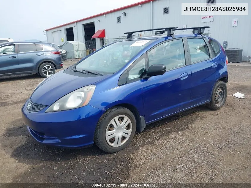 2010 Honda Fit VIN: JHMGE8H28AS026984 Lot: 40102719