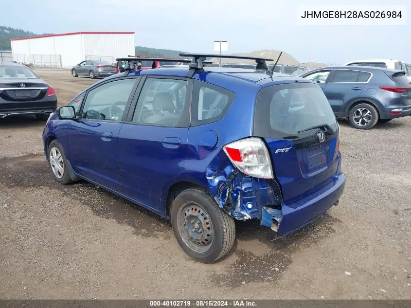 2010 Honda Fit VIN: JHMGE8H28AS026984 Lot: 40102719