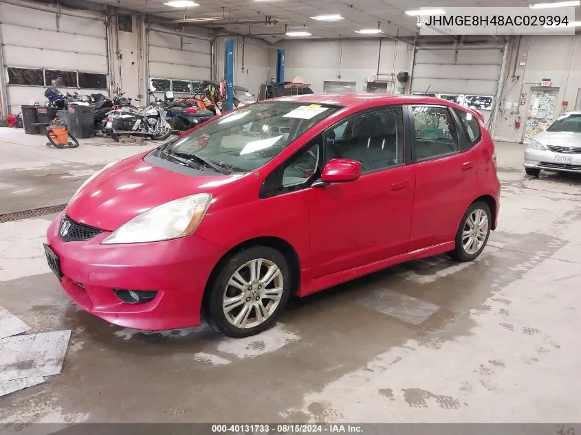 2010 Honda Fit Sport VIN: JHMGE8H48AC029394 Lot: 40131733