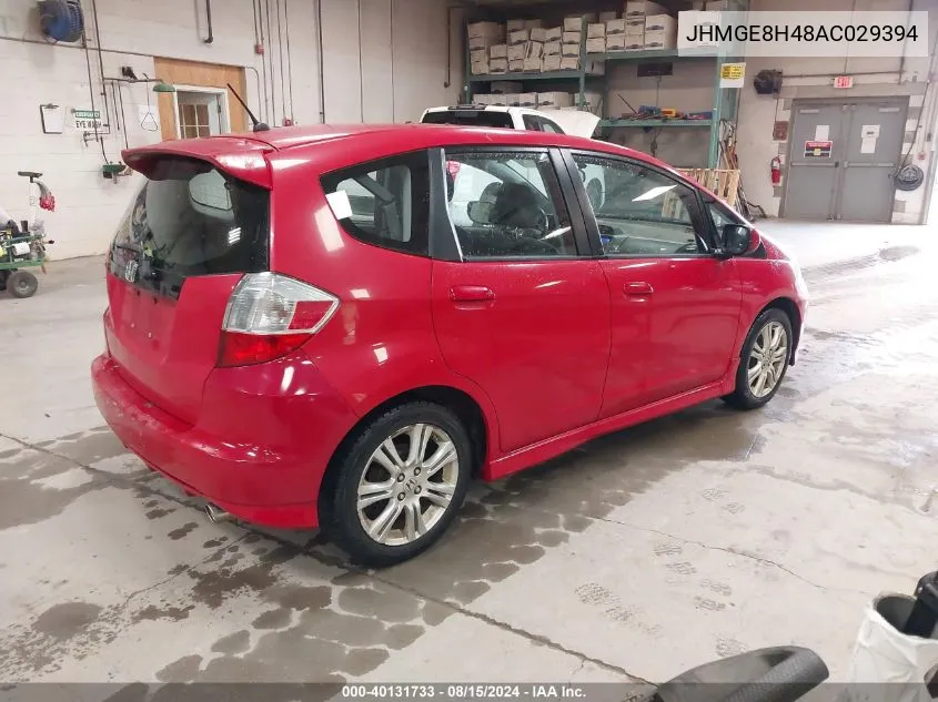 2010 Honda Fit Sport VIN: JHMGE8H48AC029394 Lot: 40131733