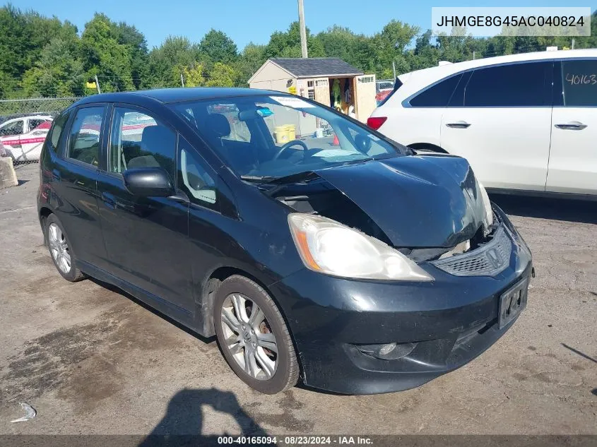 2010 Honda Fit Sport VIN: JHMGE8G45AC040824 Lot: 40165094