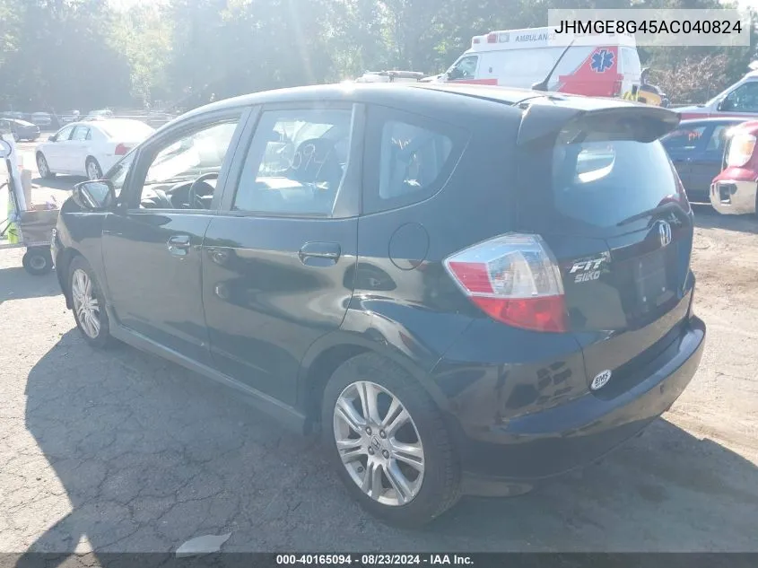 2010 Honda Fit Sport VIN: JHMGE8G45AC040824 Lot: 40165094