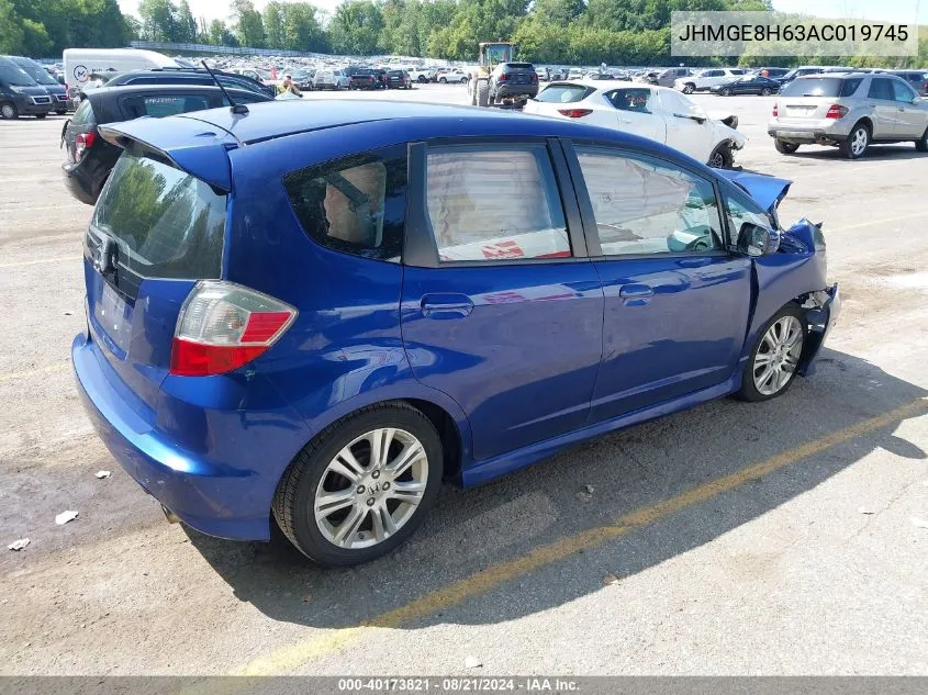 2010 Honda Fit Sport VIN: JHMGE8H63AC019745 Lot: 40173821