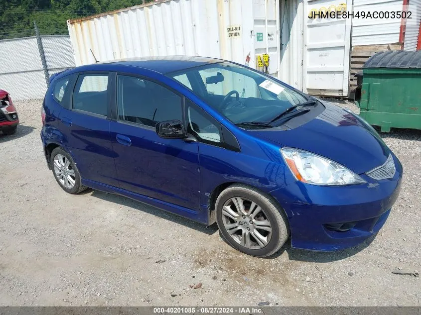 2010 Honda Fit Sport VIN: JHMGE8H49AC003502 Lot: 40201085