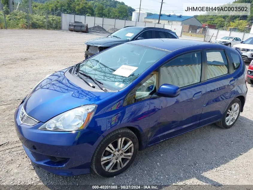 2010 Honda Fit Sport VIN: JHMGE8H49AC003502 Lot: 40201085