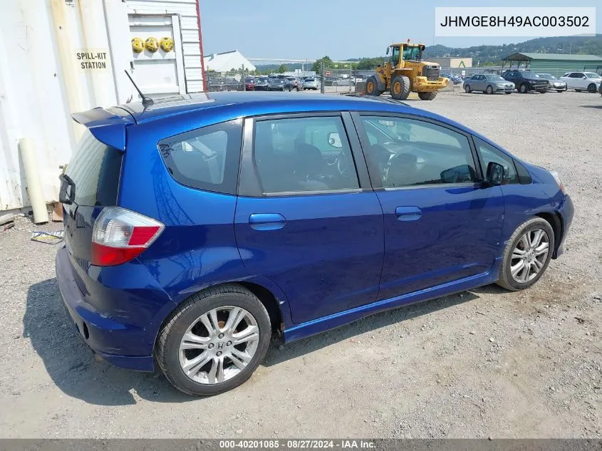 2010 Honda Fit Sport VIN: JHMGE8H49AC003502 Lot: 40201085