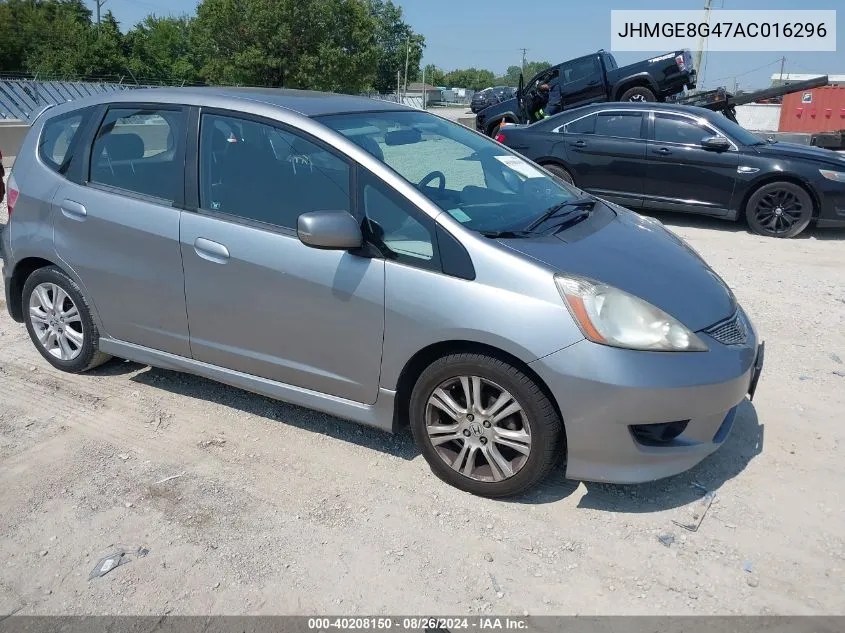 2010 Honda Fit Sport VIN: JHMGE8G47AC016296 Lot: 40208150