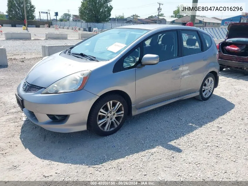 2010 Honda Fit Sport VIN: JHMGE8G47AC016296 Lot: 40208150