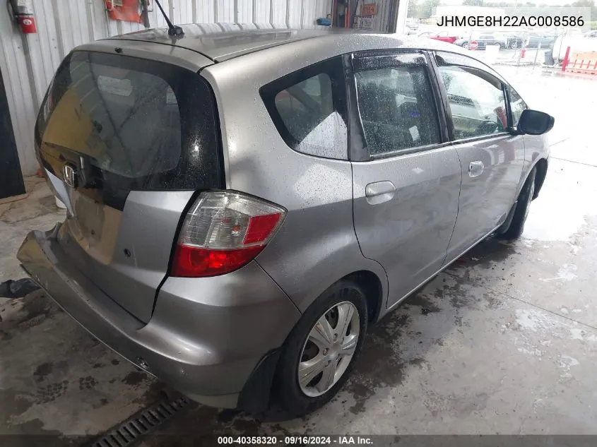 2010 Honda Fit VIN: JHMGE8H22AC008586 Lot: 40358320