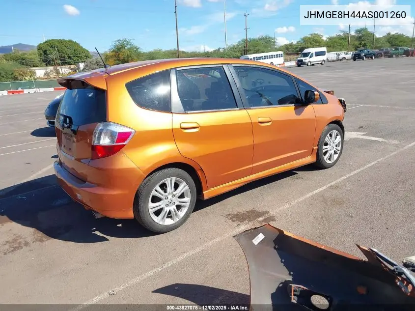 JHMGE8H44AS001260 2010 Honda Fit Sport