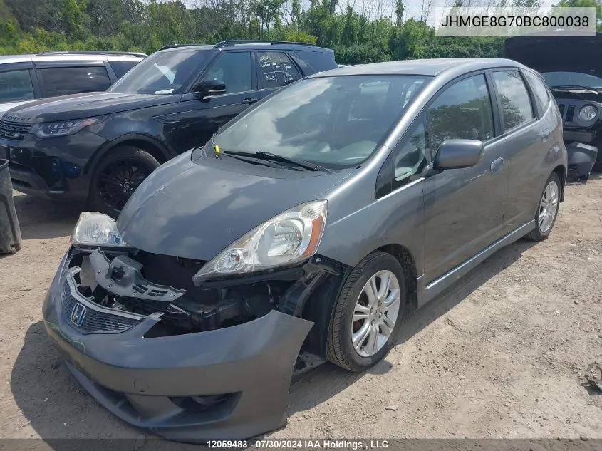 2011 Honda Fit VIN: JHMGE8G70BC800038 Lot: 12059483