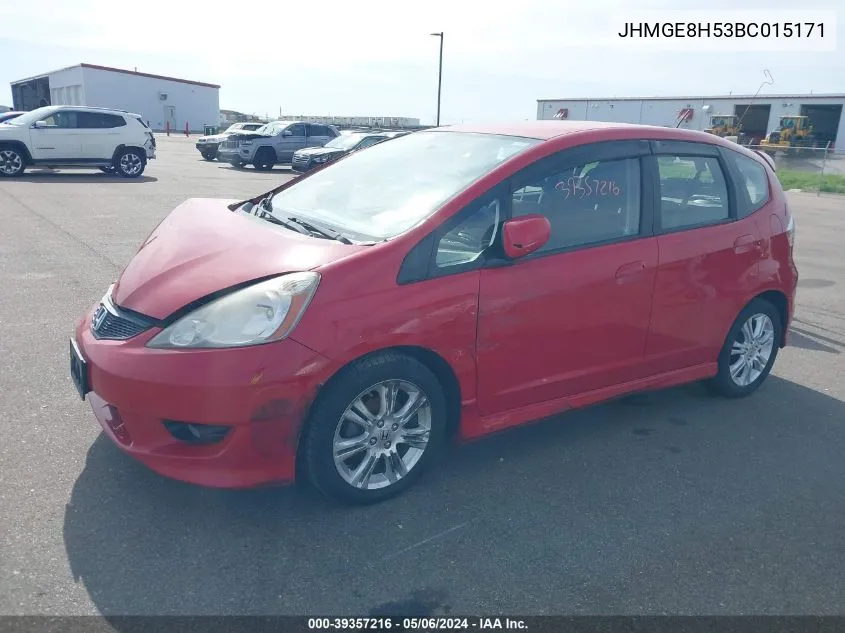 JHMGE8H53BC015171 2011 Honda Fit Sport