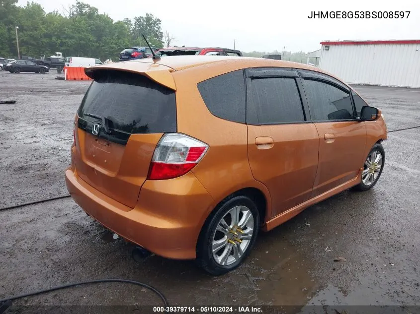 2011 Honda Fit Sport VIN: JHMGE8G53BS008597 Lot: 39379714