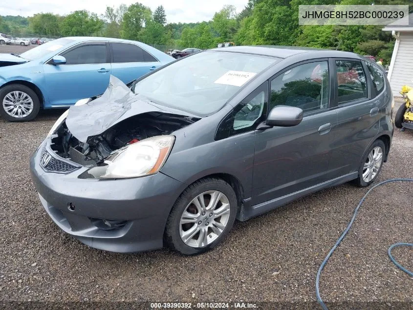 2011 Honda Fit Sport VIN: JHMGE8H52BC000239 Lot: 39390392