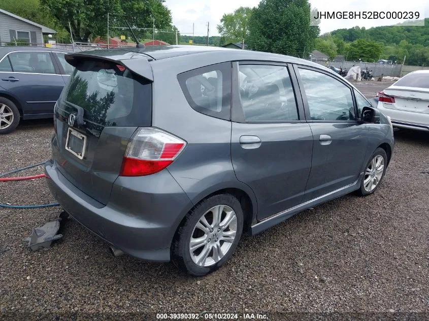 2011 Honda Fit Sport VIN: JHMGE8H52BC000239 Lot: 39390392