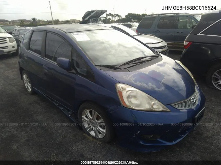 2011 Honda Fit Sport VIN: JHMGE8H58BC016624 Lot: 39739251