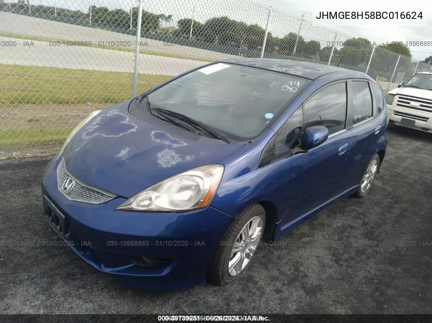 2011 Honda Fit Sport VIN: JHMGE8H58BC016624 Lot: 39739251