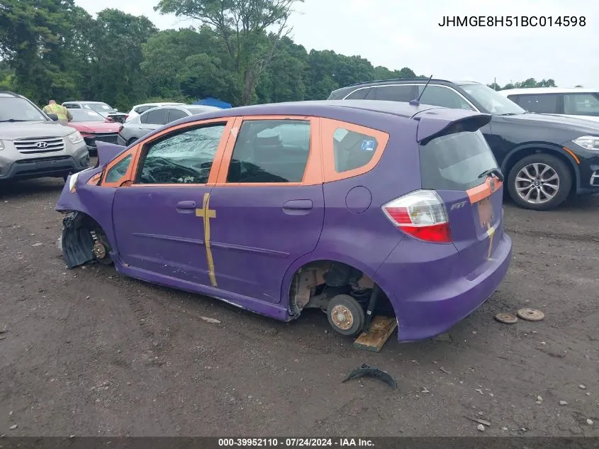 JHMGE8H51BC014598 2011 Honda Fit Sport