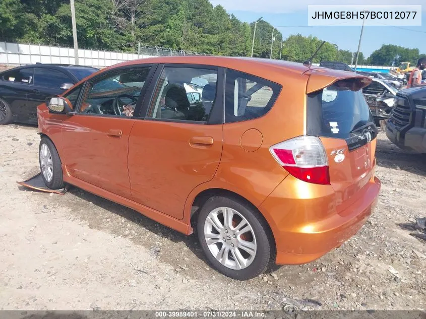 2011 Honda Fit Sport VIN: JHMGE8H57BC012077 Lot: 39989401