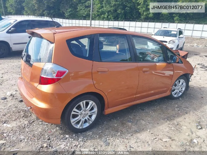 2011 Honda Fit Sport VIN: JHMGE8H57BC012077 Lot: 39989401