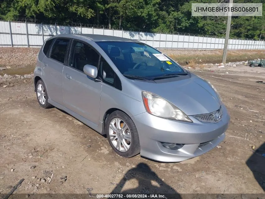 2011 Honda Fit Sport VIN: JHMGE8H51BS006801 Lot: 40027752