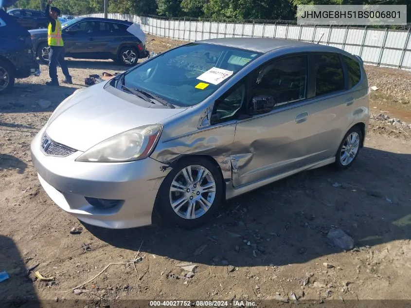 2011 Honda Fit Sport VIN: JHMGE8H51BS006801 Lot: 40027752