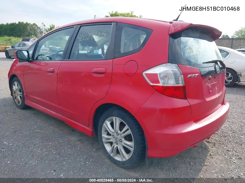 2011 Honda Fit Sport VIN: JHMGE8H51BC010468 Lot: 40029465